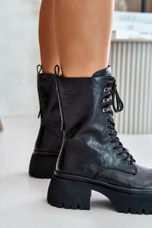 Aulinukai auliniai batai  pašiltinti GOE OO2N4121 Juodos spalvos