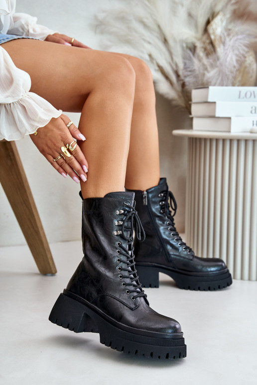 Aulinukai auliniai batai  pašiltinti GOE OO2N4121 Juodos spalvos