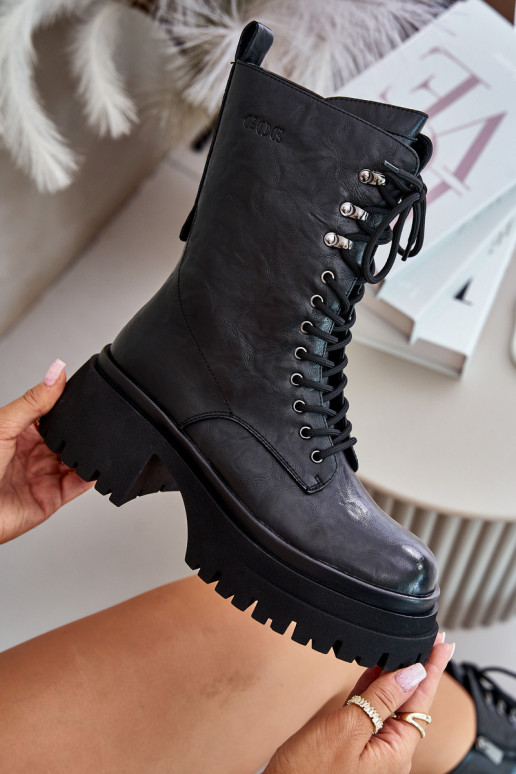 Aulinukai auliniai batai  pašiltinti GOE OO2N4121 Juodos spalvos