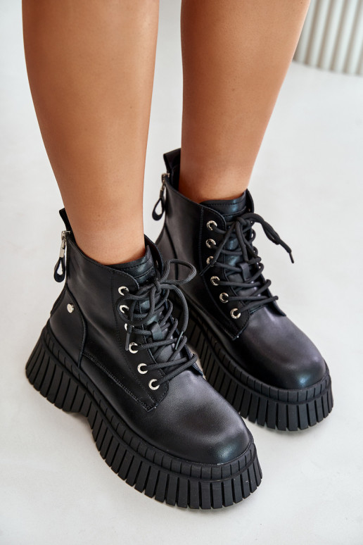 pašiltinti Aulinukai batai su madingais masyviais padais GOE OO2N4126 Juodos spalvos