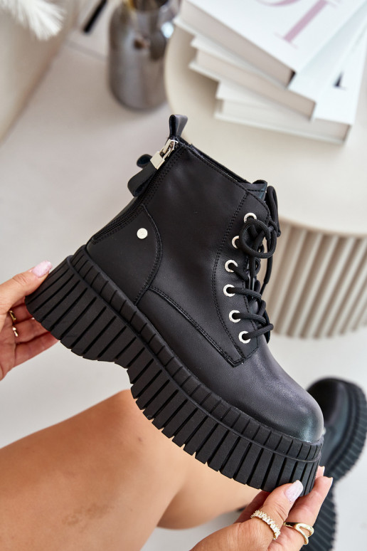 pašiltinti Aulinukai batai su madingais masyviais padais GOE OO2N4126 Juodos spalvos