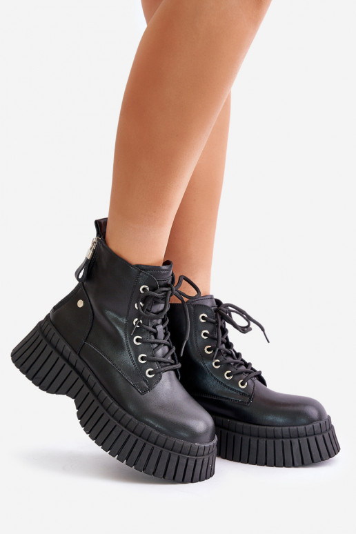 pašiltinti Aulinukai batai su madingais masyviais padais GOE OO2N4126 Juodos spalvos