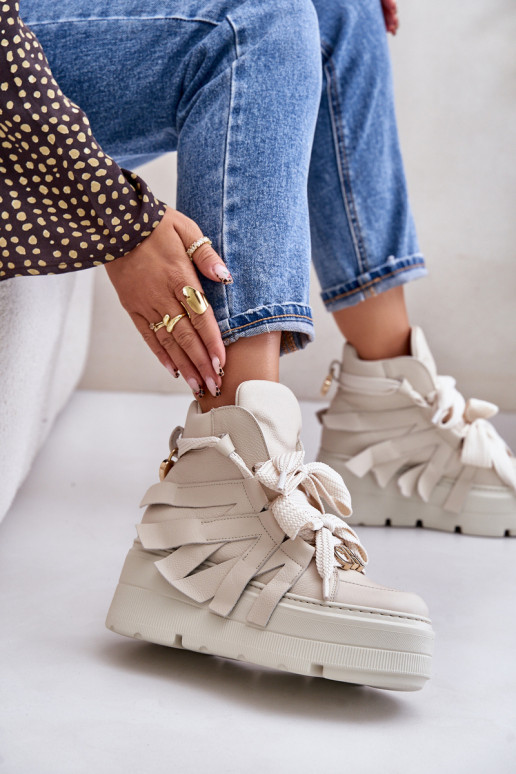    modelio batai  su platforma CheBello 4561 smėlio spalvos