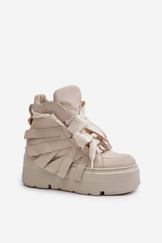    modelio batai  su platforma CheBello 4561 smėlio spalvos