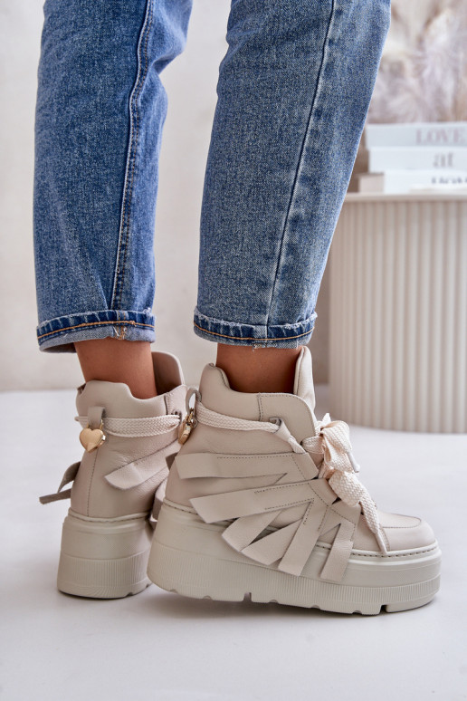    modelio batai  su platforma CheBello 4561 smėlio spalvos