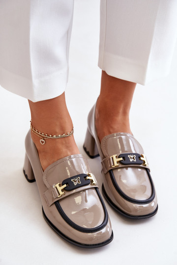 su lako efektu batai  su kulniukais su ornamentais Artiker 55C1054 smėlio spalvos