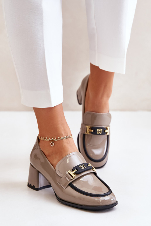 su lako efektu batai  su kulniukais su ornamentais Artiker 55C1054 smėlio spalvos