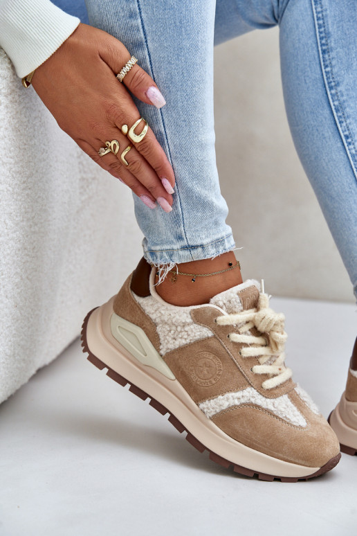 pašiltinti  modelio batai    Big Star OO274A317 HI-POLY SYSTEM smėlio spalvos