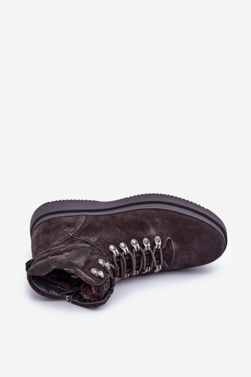 iš zomšos batai  pašiltinti Big Star OO174189 rudos spalvos