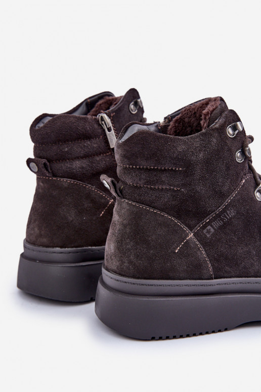 iš zomšos batai  pašiltinti Big Star OO174189 rudos spalvos