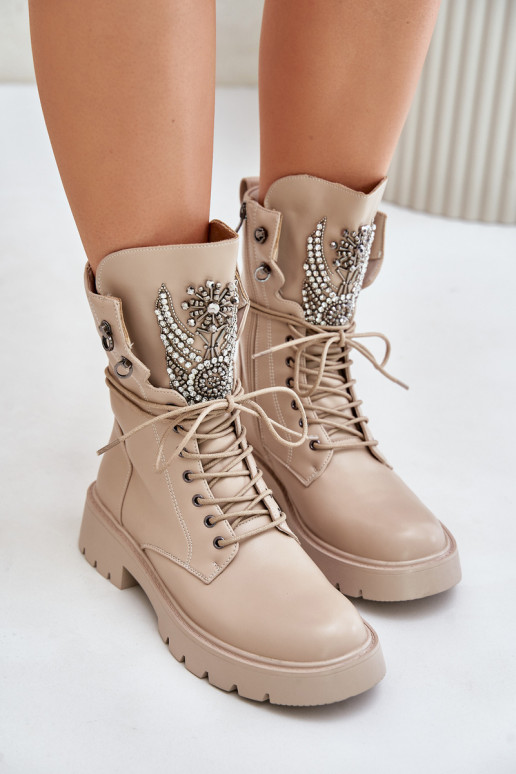 Eko Aulinukai auliniai batai  pašiltinti D&A MR880-080 smėlio spalvos