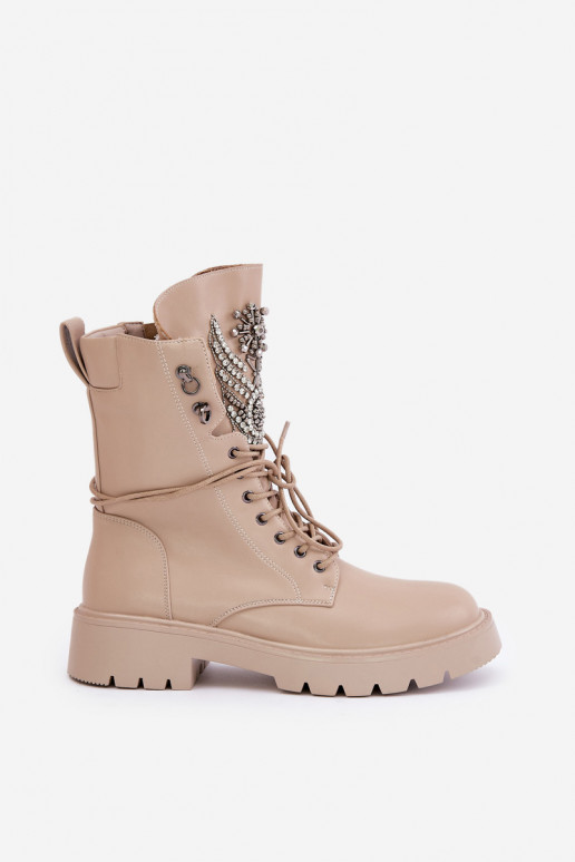 Eko Aulinukai auliniai batai  pašiltinti D&A MR880-080 smėlio spalvos