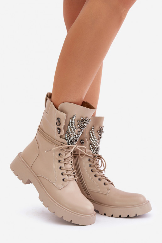 Eko Aulinukai auliniai batai  pašiltinti D&A MR880-080 smėlio spalvos