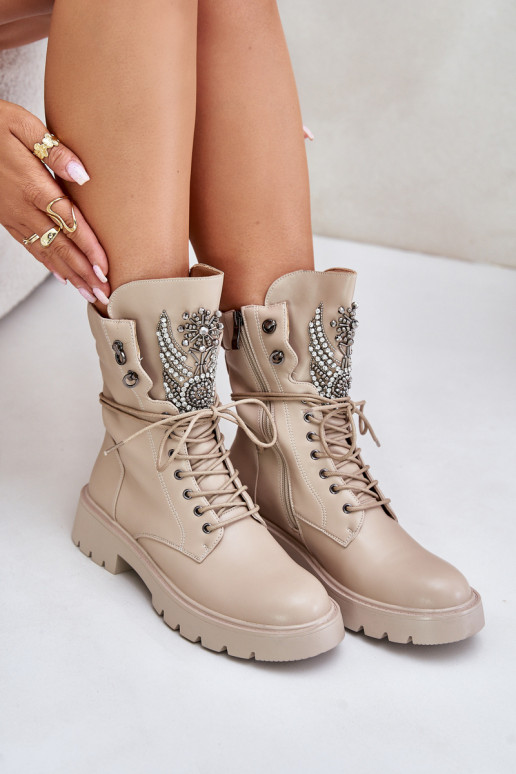 Eko Aulinukai auliniai batai  pašiltinti D&A MR880-080 smėlio spalvos