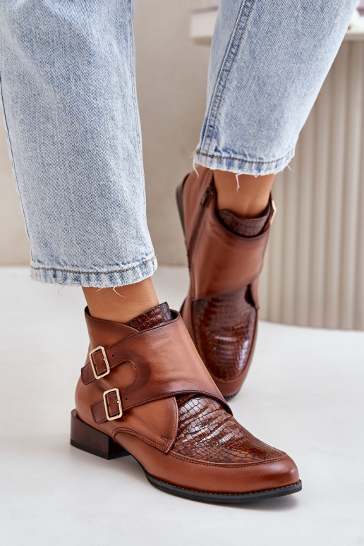 Aulinukai žemu kulniuku su sagtimis  06696-02 rudos spalvos