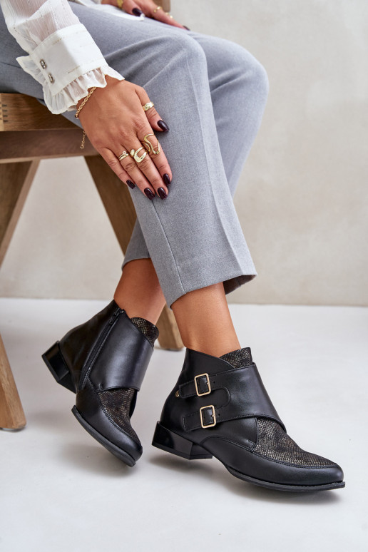 Aulinukai žemu kulniuku su sagtimis  06696-01 Juodos spalvos