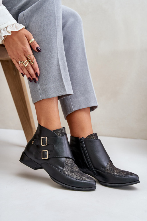 Aulinukai žemu kulniuku su sagtimis  06696-01 Juodos spalvos