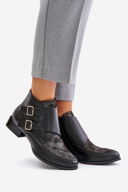 Aulinukai žemu kulniuku su sagtimis  06696-01 Juodos spalvos