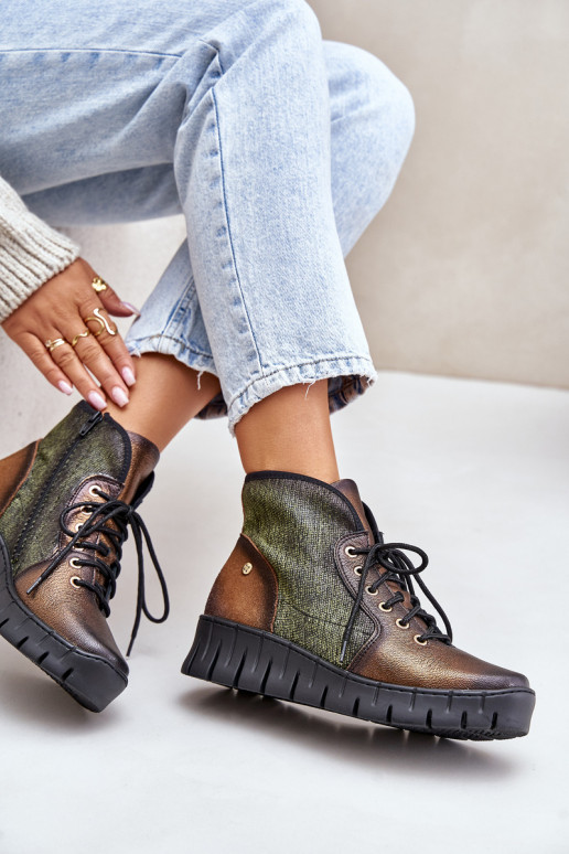 Aulinukair platforma I Koturnie  06702-09 žalios-aukso spalvos