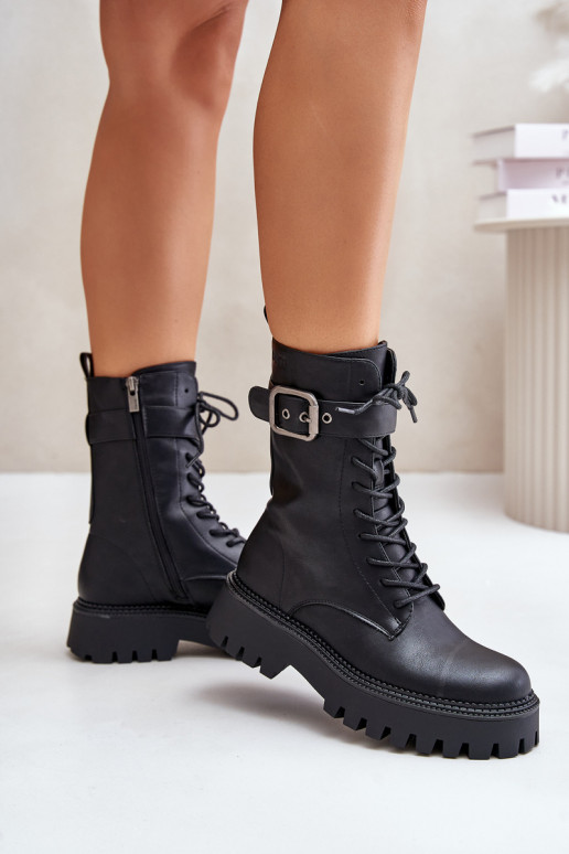 pašiltinti aulinukai su sagtimis Big Star OO274137 Juodos spalvos