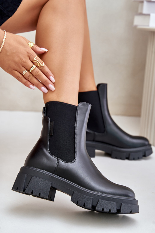 pašiltinti Įsispiriamo modelio stilingi aulinukai iš eko odos Big Star MM274071 Juodos spalvos