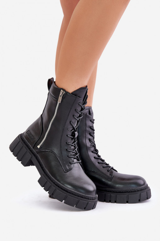 pašiltinti aulinukai  iš eko odos Big Star MM274578 Juodos spalvos