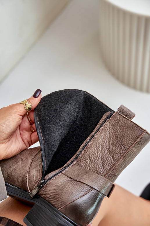 Zazoo 60480 Aulinukai žemu kulniuku pašiltinti rudos-pilkos spalvos