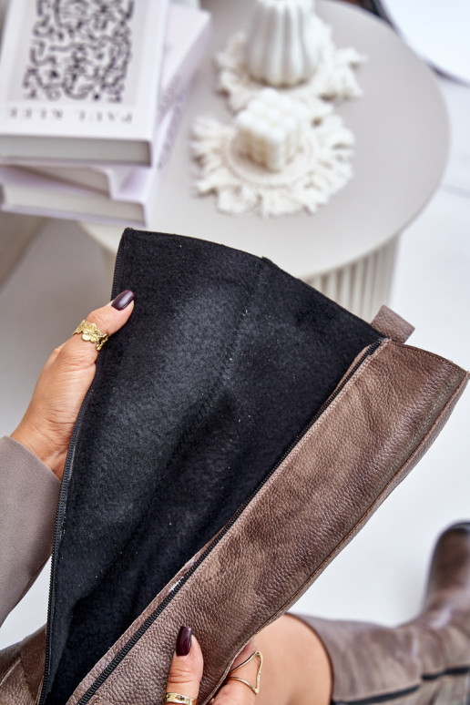 Zazoo 70141   moteriški ilgaauliai batai  rudos spalvos