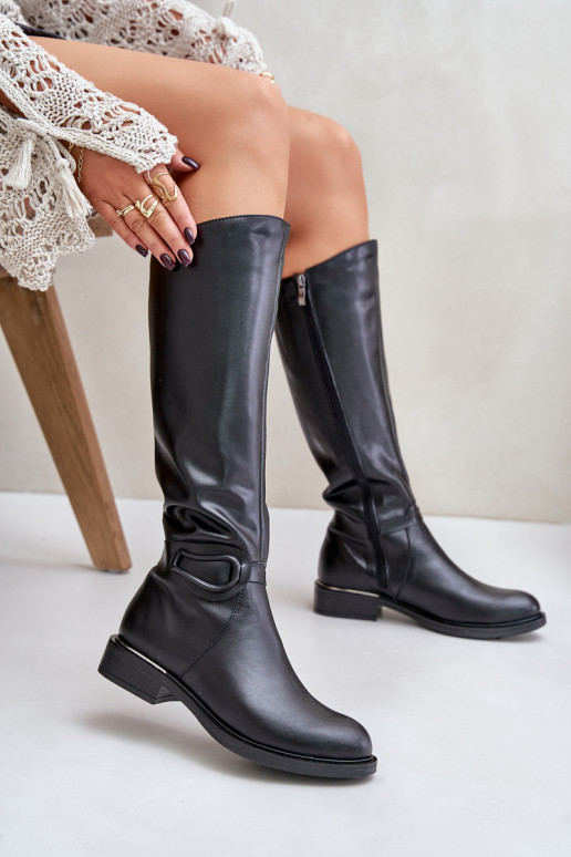 Zazoo 70140   moteriški ilgaauliai batai  pašiltinti Juodos spalvos