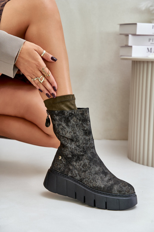 Aulinukai  su platforma  06766-09 chaki spalvos