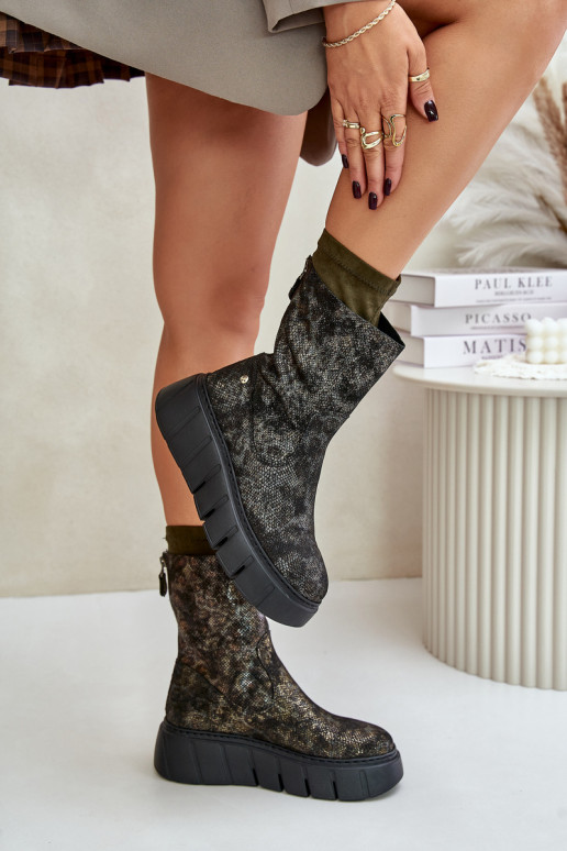 Aulinukai  su platforma  06766-09 chaki spalvos