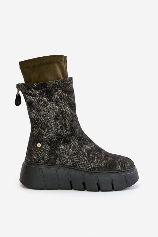 Aulinukai  su platforma  06766-09 chaki spalvos