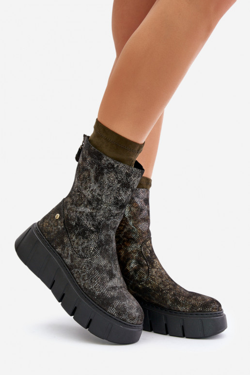 Aulinukai  su platforma  06766-09 chaki spalvos