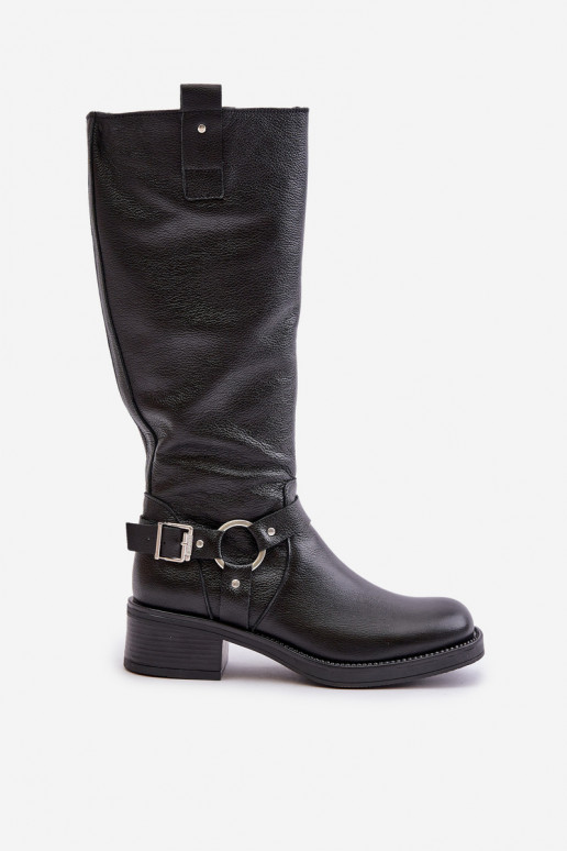 Zazoo 70141   moteriški ilgaauliai batai  Juodos spalvos