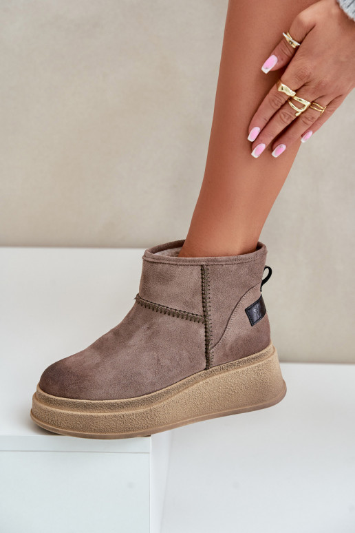   iš zomšos sniego batai Aulinukai su platforma I Koturnie  06769-02 tamsiai rudos spalvos