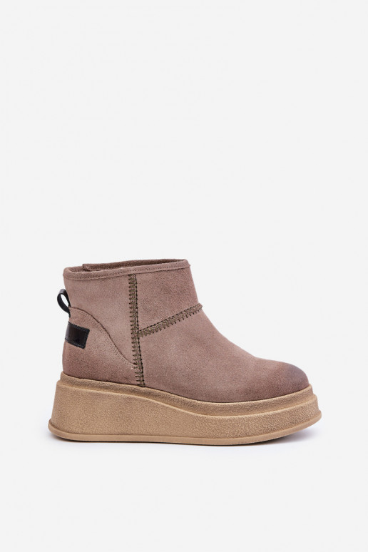   iš zomšos sniego batai Aulinukai su platforma I Koturnie  06769-02 tamsiai rudos spalvos