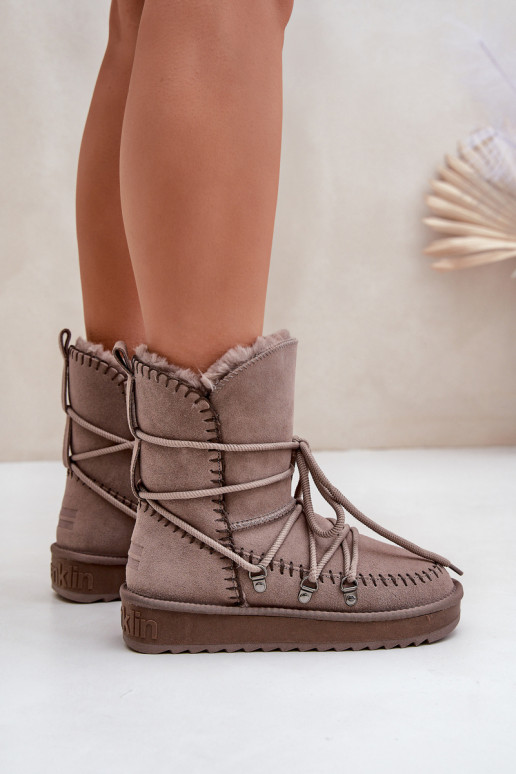 sniego batai  Z Naturalnego Zamszu D.Franklin DFSH375004 molio spalvos