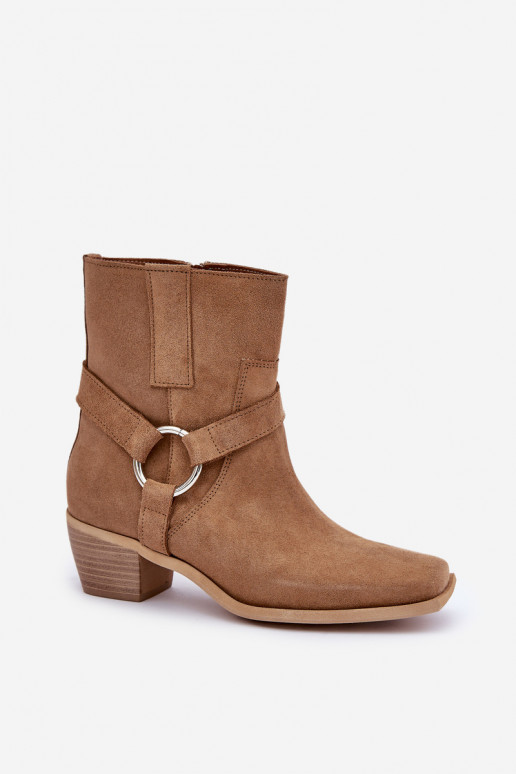 Aulinukai Z Naturalnego Zamszu su kulniukais Zazoo 3444/2 smėlio spalvos