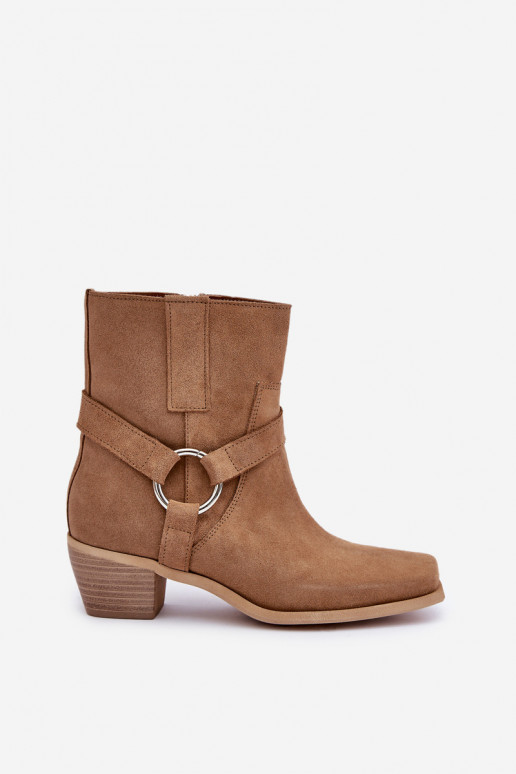 Aulinukai Z Naturalnego Zamszu su kulniukais Zazoo 3444/2 smėlio spalvos