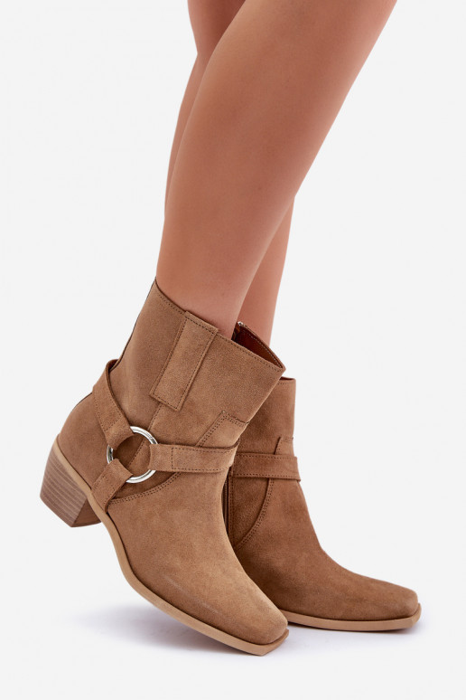 Aulinukai Z Naturalnego Zamszu su kulniukais Zazoo 3444/2 smėlio spalvos