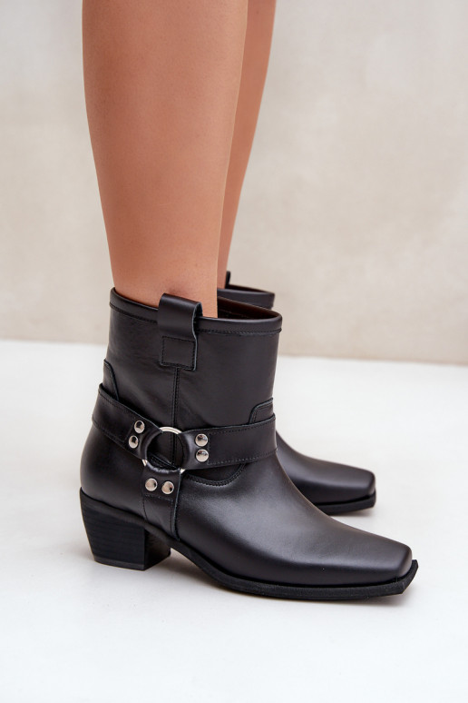 Aulinukai Z Naturalnej Skóry su kulniukais Zazoo 3444/2 Juodos spalvos