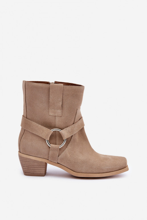 Aulinukai Z Naturalnego Zamszu su kulniukais Zazoo 3444/2 dramblio kaulo spalvos