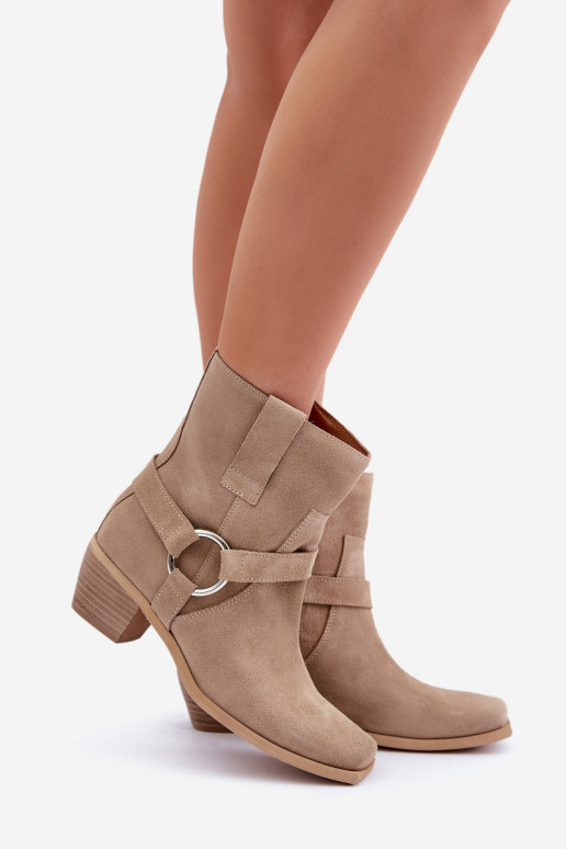 Aulinukai Z Naturalnego Zamszu su kulniukais Zazoo 3444/2 dramblio kaulo spalvos