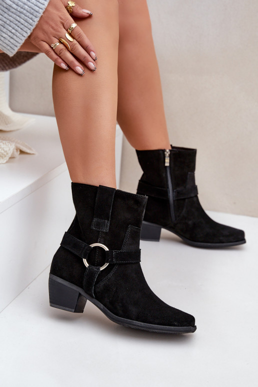 Aulinukai Z Naturalnego Zamszu su kulniukais Zazoo 3444/2 Juodos spalvos