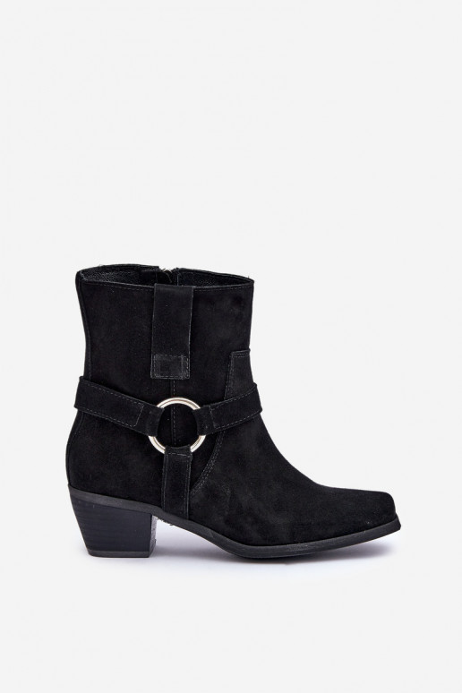 Aulinukai Z Naturalnego Zamszu su kulniukais Zazoo 3444/2 Juodos spalvos