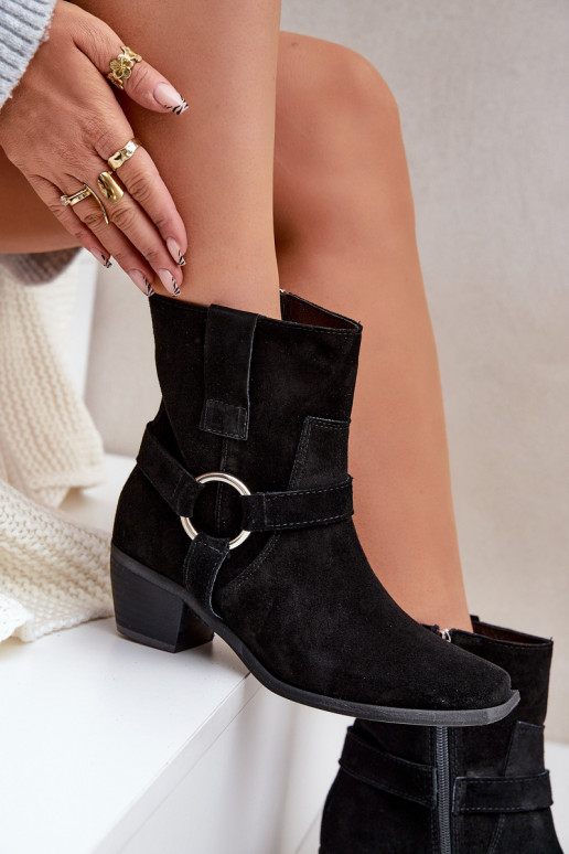 Aulinukai Z Naturalnego Zamszu su kulniukais Zazoo 3444/2 Juodos spalvos