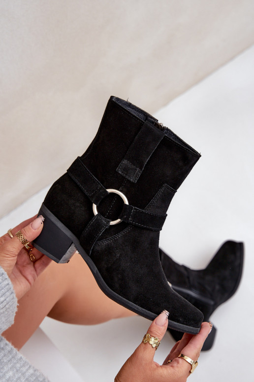 Aulinukai Z Naturalnego Zamszu su kulniukais Zazoo 3444/2 Juodos spalvos