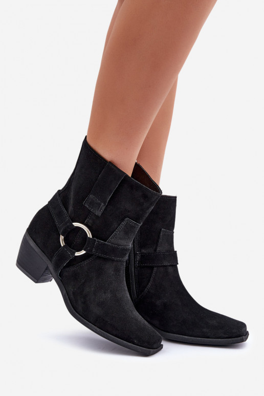 Aulinukai Z Naturalnego Zamszu su kulniukais Zazoo 3444/2 Juodos spalvos