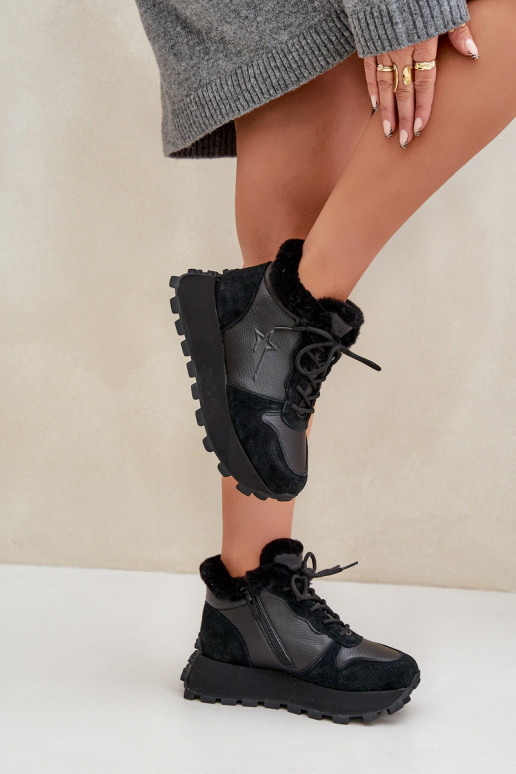    modelio batai batai  su kailiuku su platforma Big Star OO274A329 Juodos spalvos