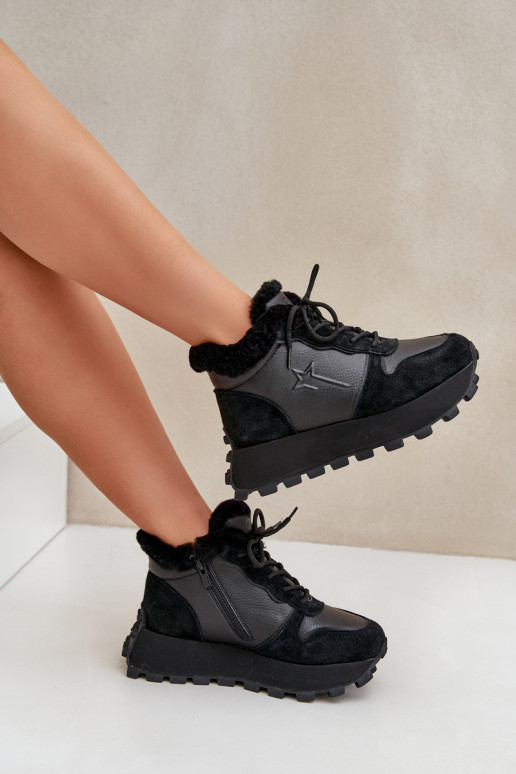    modelio batai batai  su kailiuku su platforma Big Star OO274A329 Juodos spalvos